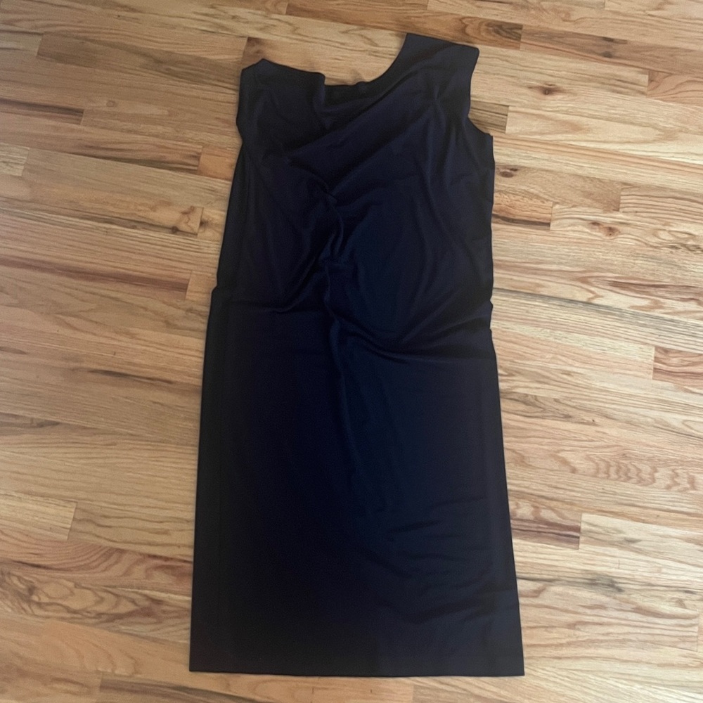 Norma Kamali Drop Asymmetric Shoulder A-line Long Navy Dress Size Medium - Picture 11 of 12